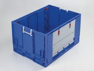 Grande caisse pliable plastique 183L 80x60x47 cm avec porte BLEU