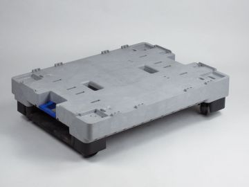 Support de charge réutilisable 800x600x196 mm sur 2 patins et roues pliables