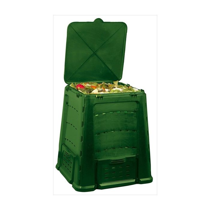 Composteur 600L plastique recyclé 77x77x122cm Compost'fast noir-vert