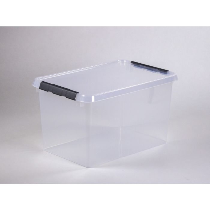 Boîte de rangement transparent avec couvercle 62L 60x40x34 cm