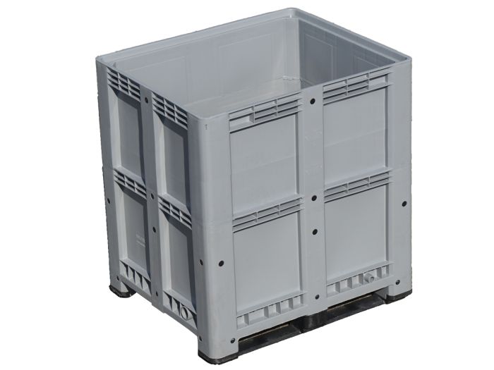 Grande caisse palette plastique sur mesure 870 litres 120x80x128 cm 2 semelles GRIS
