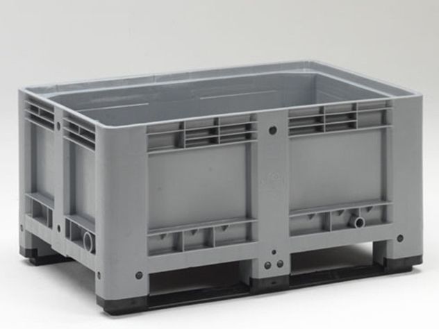 Caisse palette plastique basse 120x80x60 cm 330 litres 2 semelles GRIS