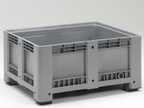 Caisse palette plastique 1200x1000x600 mm 430 lt 4 pieds gris