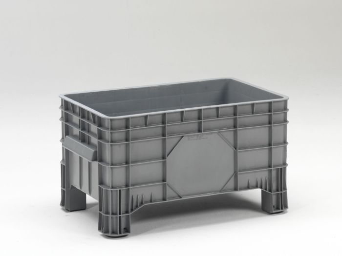 Grande caisse plastique 220L 1040x640x550 mm sur 4 pieds GRIS