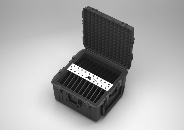 Valise de chargement et de synchronisation 594x473x270 mm avec séparateurs pour 10 tablettes