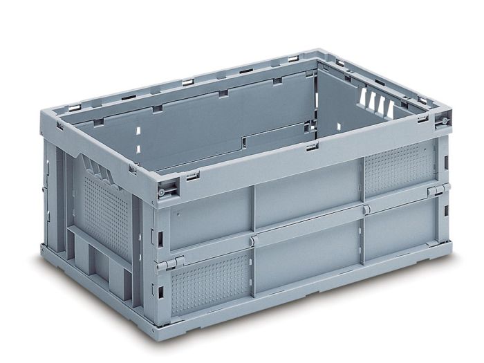 Bac de transport pliable 50 litres, 600x400x260 mm gris avec verrouillage