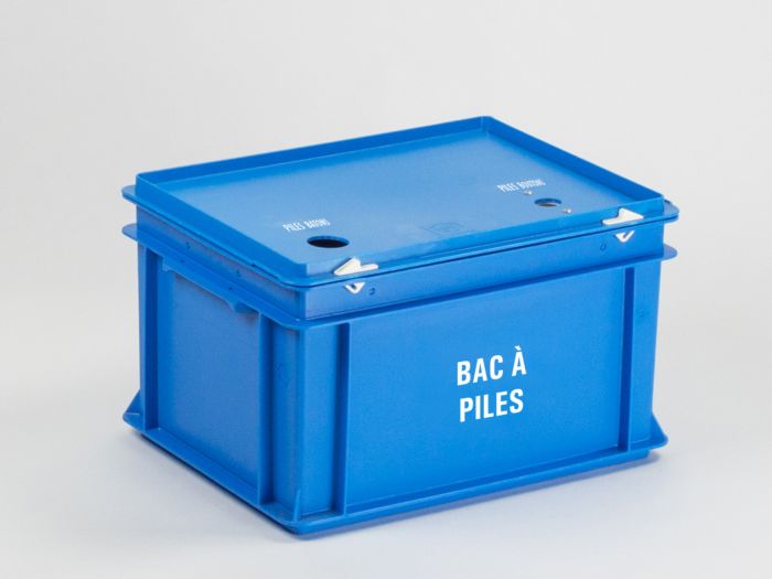 Boîte à piles usagées 20 litres 2 ouvertures
