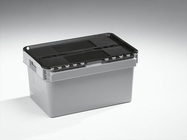 Bac plastique couvercle crocodile 600x400x320 mm 52 lt gris