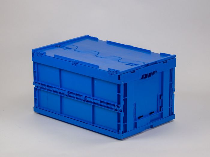Bac 60x40x32 cm 66L plastique pliable poignées ouvertes BLEU