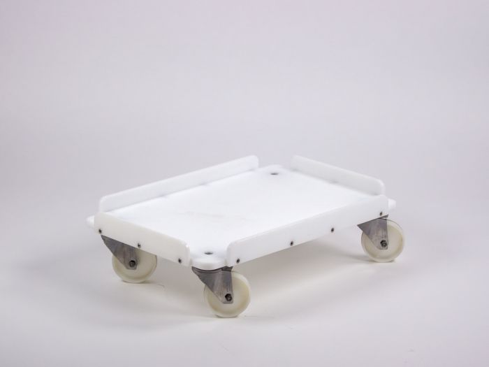 Chariot porte bac 600x400 mm max 400 kg chape inox BLANC