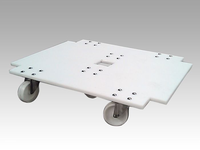 Chariot pour bac plastique 1000x750 mm blanc chapes galva