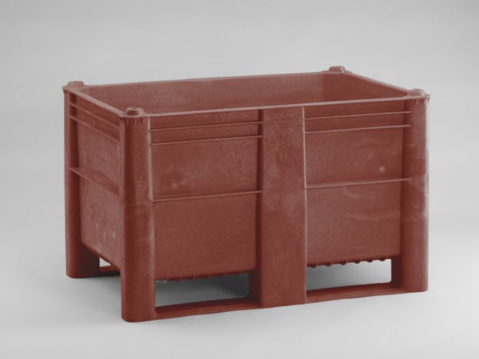 Palox plastique alimentaire 1200x800x740 mm 520L 2 patins MARRON