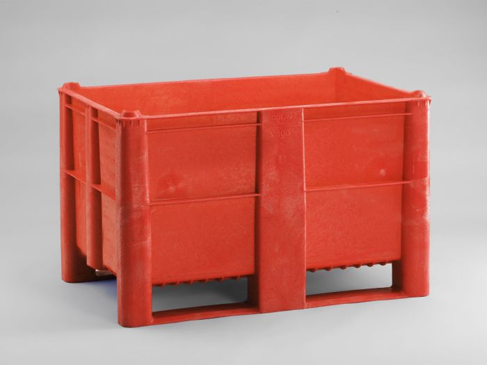 Palox plastique alimentaire 1200x800x740 mm 520L 2 patins ROUGE