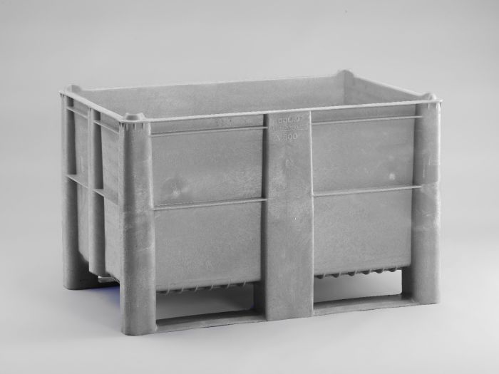 Palox plastique alimentaire 1200x800x740 mm 520L 2 patins GRIS