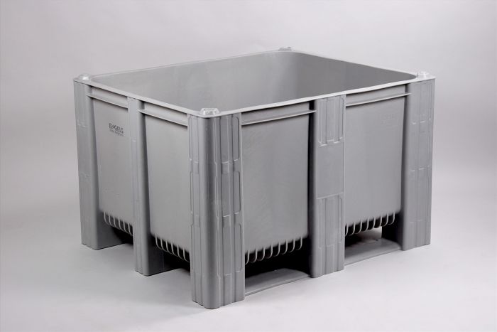 Palox plastique alimentaire 120x100x76cm 630 litres 3 semelles GRIS