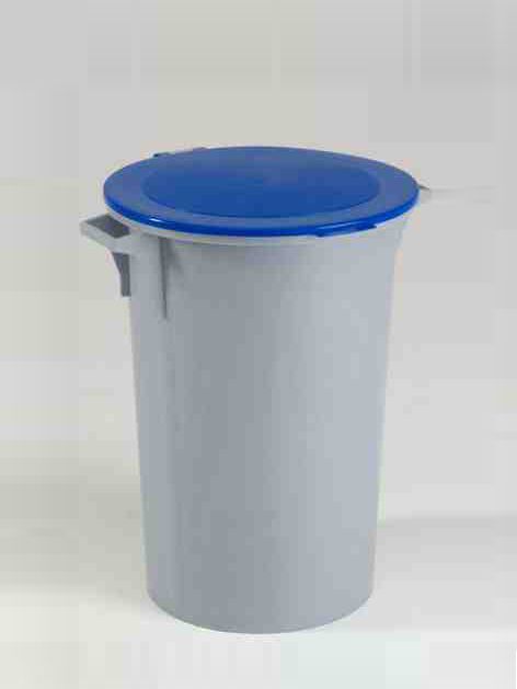 Poubelle plastique ronde avec couvercle 80 litres BLEUE