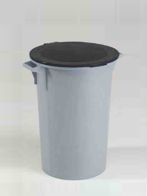 Poubelle plastique ronde avec couvercle 80 litres NOIRE