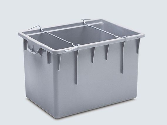 Bac emboitable à traverses de gerbage 800x600x500 mm 180 lt gris