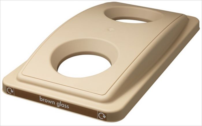 Couvercle poubelle ECOSORT pour verre, brun, 2 ouvertures
