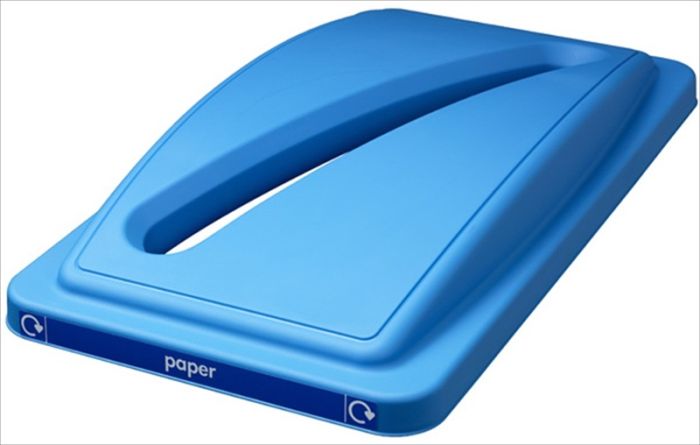 Couvercle poubelle ECOSORT pour papier, bleu, 1 fente
