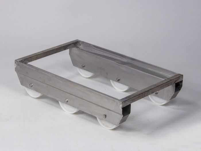Chariot basculant porte bac 600x400 mm inox 6 roulettes avec inclinaison