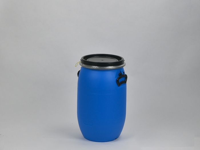 Fût plastique bleu avec couvercle, 30L certifié UN
