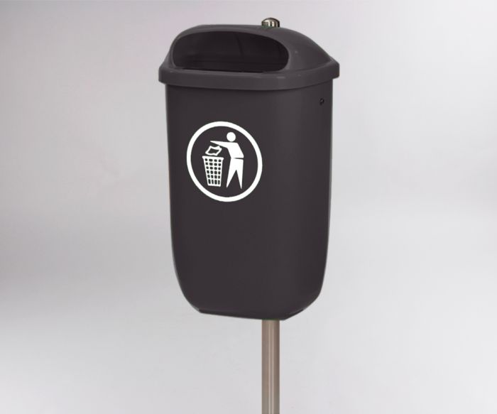 Poubelle extérieure murale grise 50 litres CITY