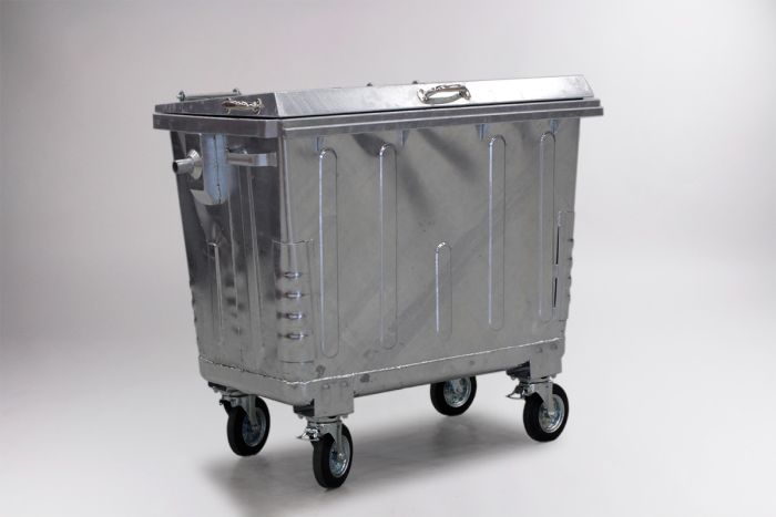 Conteneur à déchets 660L en métal couvercle renforcé