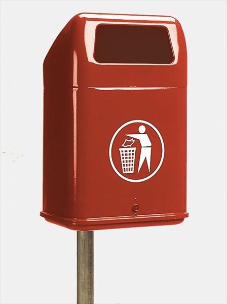 City poubelle 60 litres ignifugée rouge