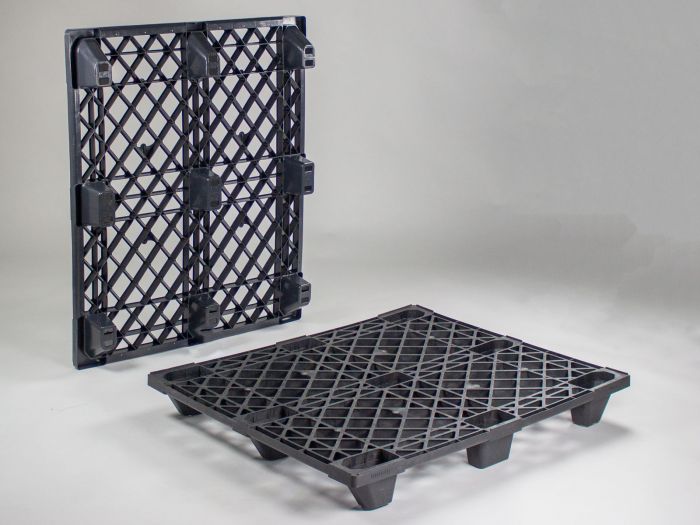 Palette plastique 1200x1000 PO emboitable noir 1600/1000/_x0085_ kg