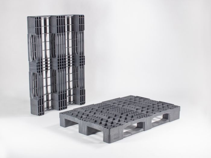 Palette Europe plastique export 80x120 cm NOIR 3 semelles