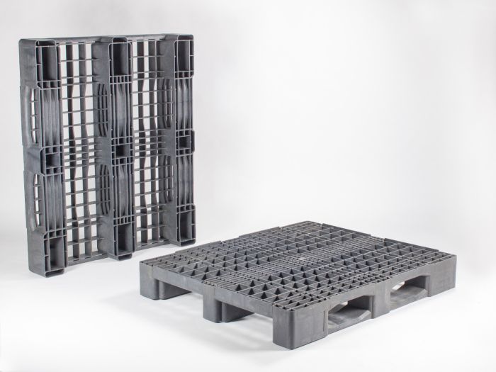 Palette plastique 1200x1000 PO charge lourde noir 5000/2500/1000 kg