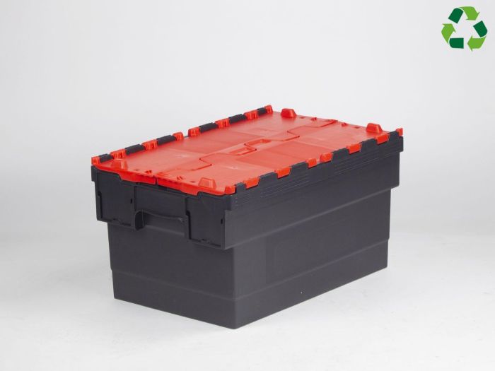 Bac navette avec couvercle 600x400x320 mm 55L Distribox NOIR - ROUGE