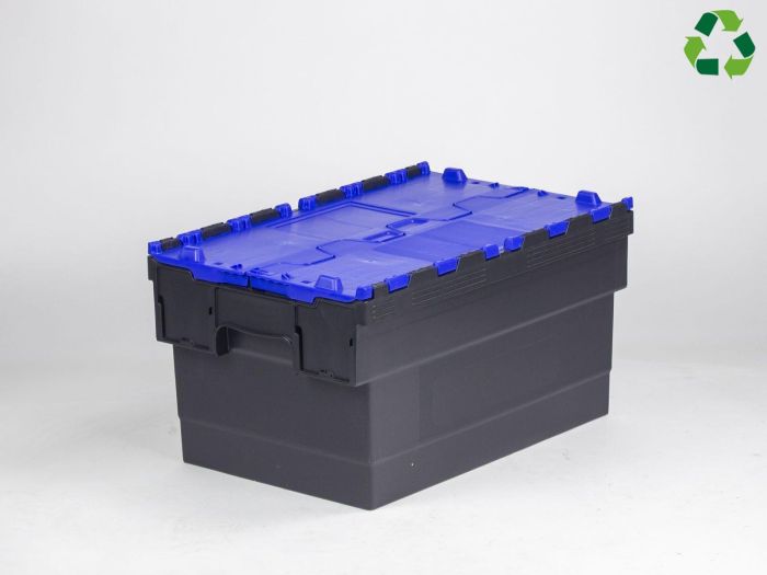 Bac navette avec couvercle 600x400x320 mm 55L Distribox NOIR - BLEU