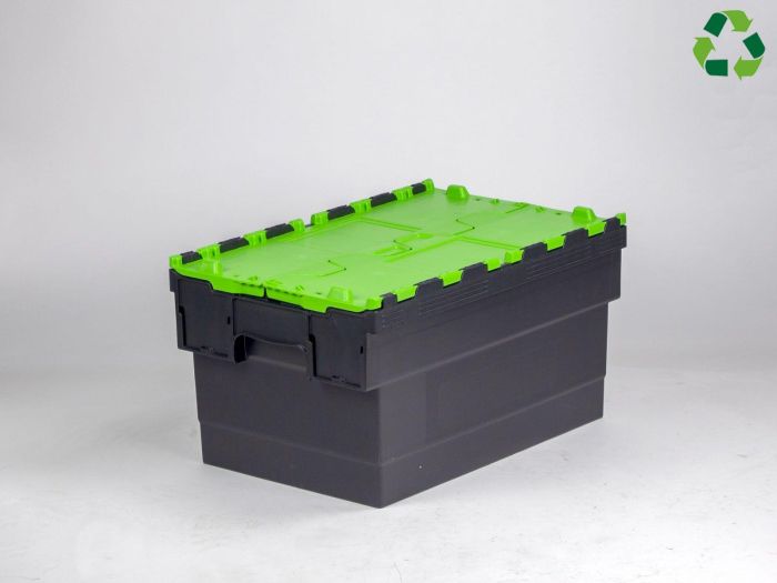 Bac navette avec couvercle 600x400x320 mm 55L Distribox NOIR - VERT