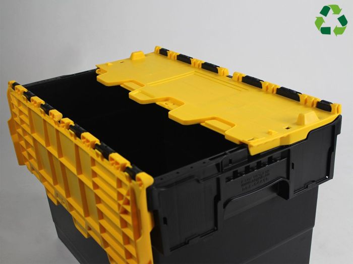 Bac navette avec couvercle 600x400x370 mm 63L Distribox NOIR - JAUNE