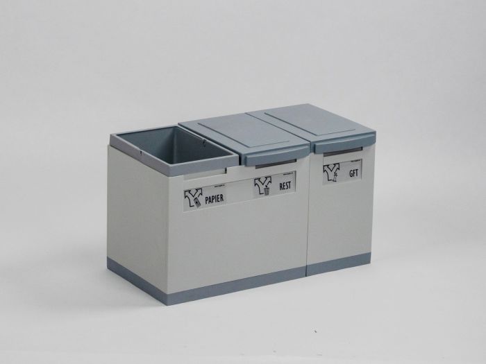 3 Fractions module 45 litres, gris 600x300x350 mm