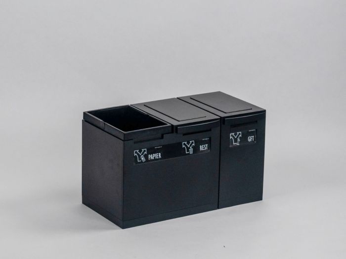 3 Fractions module 45 litres, NOIR 600x300x350 mm