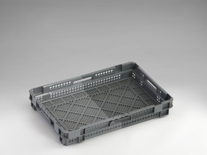 Bac gerbable emboitable alimentaire ajouré 600x400x90 mm 17 lt gris