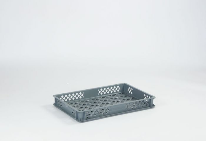 Bac plastique plat gerbable ajouré norme Europe alimentaire 600x400x70 mm 12L Perfobox