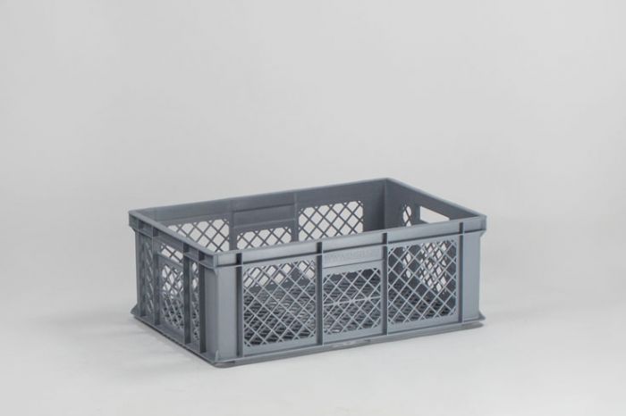 Bac plastique alimentaire gerbable ajouré 600x400x220 mm 42 lt gris