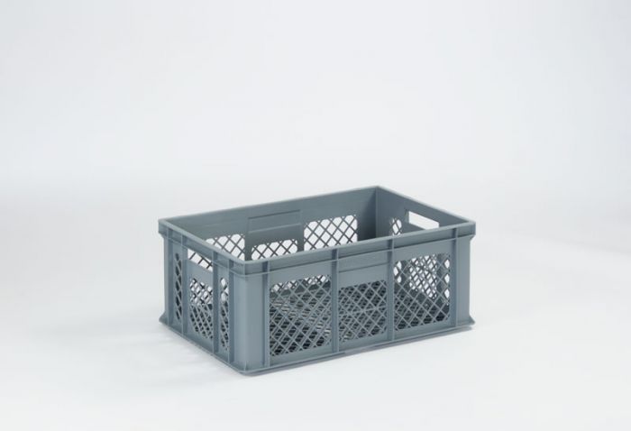 Bac plastique alimentaire gerbable ajouré 600x400x240 mm 47 lt gris