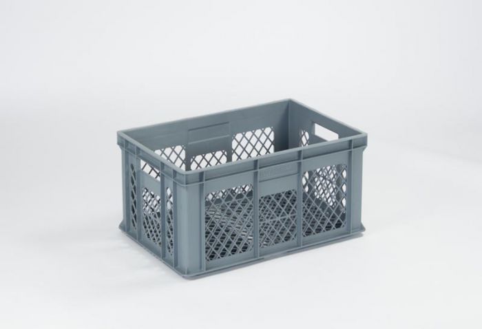 Bac plastique alimentaire gerbable ajouré 600x400x260 mm 52 litres gris