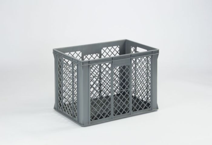 Bac plastique alimentaire gerbable ajouré 600x400x410 mm 82 lt gris