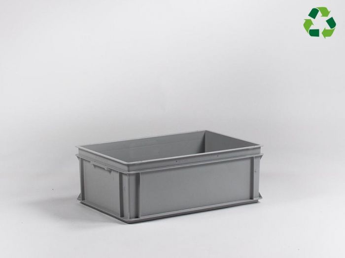 Bac gerbable E-line 600x400x220 mm 40L poignées fermées GRIS PP recyclé
