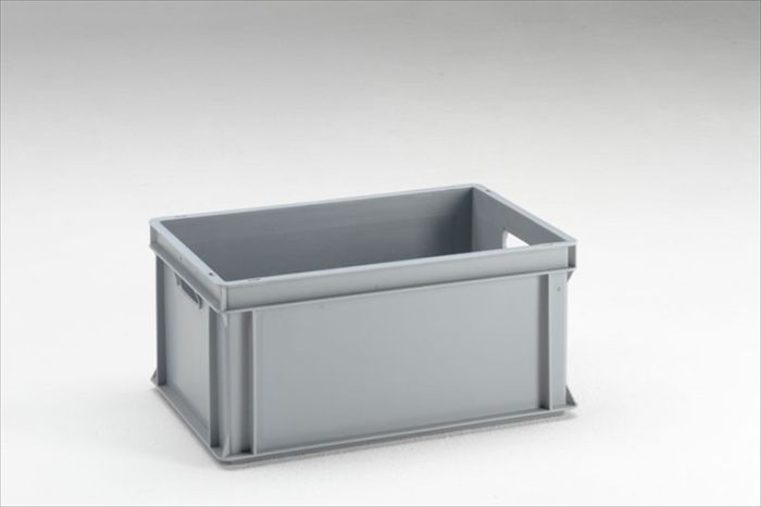 Bac gerbable norme Europe alimentaire 600x400x280 mm poignées ouvertes 53L GRIS