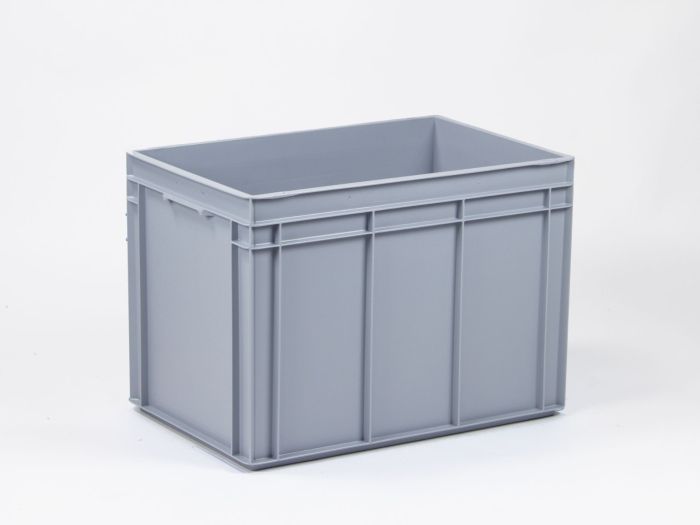 Bac gerbable 600x400x430 mm 90L poignées fermés PP recyclé GRIS
