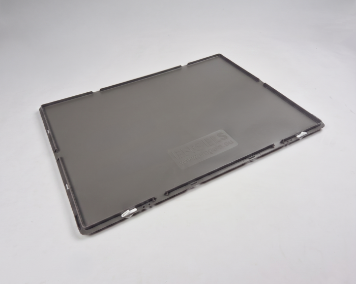 Couvercle caisse plastique à charnière et clips 800x600 mm GRIS foncé