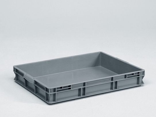 Grand bac plastique plat 800x600x120 mm 45L GRIS gerbable alimentaire