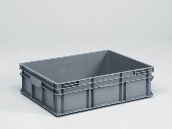 Grand bac gerbable norme Europe alimentaire 800x600x220 mm 90L Normbox GRIS